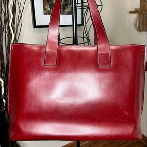 Franklin Covey Red Leather Laptop / Planner Carrier